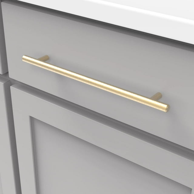 Paquete de 4 tiradores de latón cepillado para gabinetes (220 mm) Centros de orificios Manijas doradas para gabinetes de cocina Herrajes para gabinetes Manijas de cocina