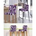 thumbnail image 5 of Purple Stripe Bar Stool Covers Set of 2, Black Grey White Gradient Striped Geometric Stretch Bar Chair Covers with Backs, Removable Pub Counter Height Chair Cover for Kitchen Dining Room Cafe, 5 of 7