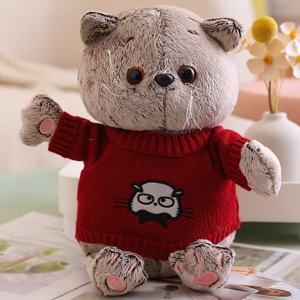 Juguetes de peluche de gato Basik para niños, peluches de gato básico gris y azul, muñecas de gatito suaves, peluches infantiles, regalos de cumpleaños para niños, 25 CM, 35CM