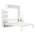 thumbnail image 5 of Harper & Bright Designs Queen Size Murphy Bed Wall Bed with Shelves, Drawers and Led Lights, Space-Saving Murphy Bed Cabinet for Guest Room Home Office, White, 5 of 13