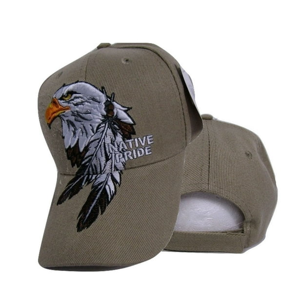 Native Pride Eagle Khaki Embroidered Cap Hat