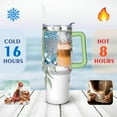 thumbnail image 4 of Green Leaves 40 Oz Tumbler with Handle Lid and Straw, Stainless Steel Double Walled Vacuum Insulated Cup, Cute Anniversary Wedding Birthday Gifts Tumbler for Women Men Friends Outdoor Indoor, 4 of 7