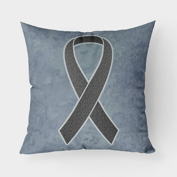 Carolines Treasures AN1216PW1818 Black Ribbon for Melanoma Cancer Awareness Canvas Fabric Decorative Pillow 18H x18W