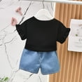thumbnail image 4 of Toddler Girl Easter Clothes Baby Girl Summer Outfits Cute Bunny Bow Applique Shirts Tops Denim Shorts Set Little Girl Clothes Easter Gift Clothes Palywear Black 4 Years-5 Years, 4 of 7