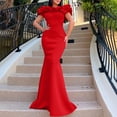 thumbnail image 2 of AURA Women's Off Shoulder Mermaid Maxi Dress Solid Color Pleated High Waist S-XXXL, 2 of 5