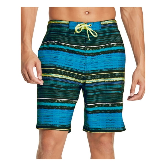 SPEEDO Mens Blue Lined Printed Stretch Swim Trunks L