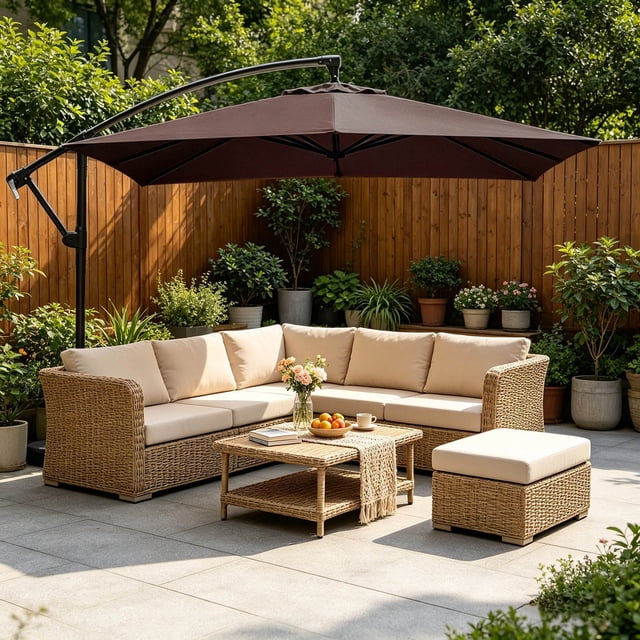 Parasol Rectangulaire de Remplacement pour Patio avec Protection pour Jardin, Cour, Marché