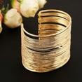 thumbnail image 4 of Yesbay 4 Pcs Women Multilayer Metal Wires Strings Open Bangle Wide Cuff Bracelet-Golden, 4 of 7
