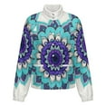 thumbnail image 5 of Jackets for Women Winter Coat Jackets Flannel Stand Collar Jacket(Blue Teal Mandala Art Print,Size:S-4XL), 5 of 7