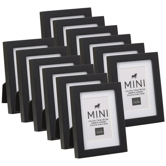 12 Pack: Black Mini Frame with Mat by Studio Decor