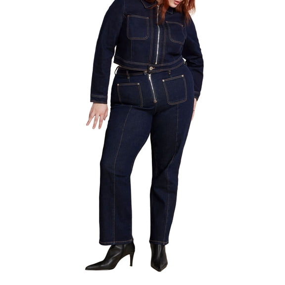 ELOQUII Women's Plus Size Zip Front Bootcut Jean