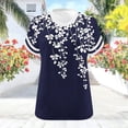 thumbnail image 5 of Plus Size T-Shirt for Women Oversized Short Sleeve V Neck Graphic Trendy Casual Loose Fit Summer Tops (4XL, Navy), 5 of 6