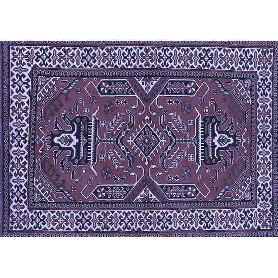 Ahgly Company Machine Washable Indoor Rectangle Geometric Blue Traditional Area Rugs, 3' x 5'