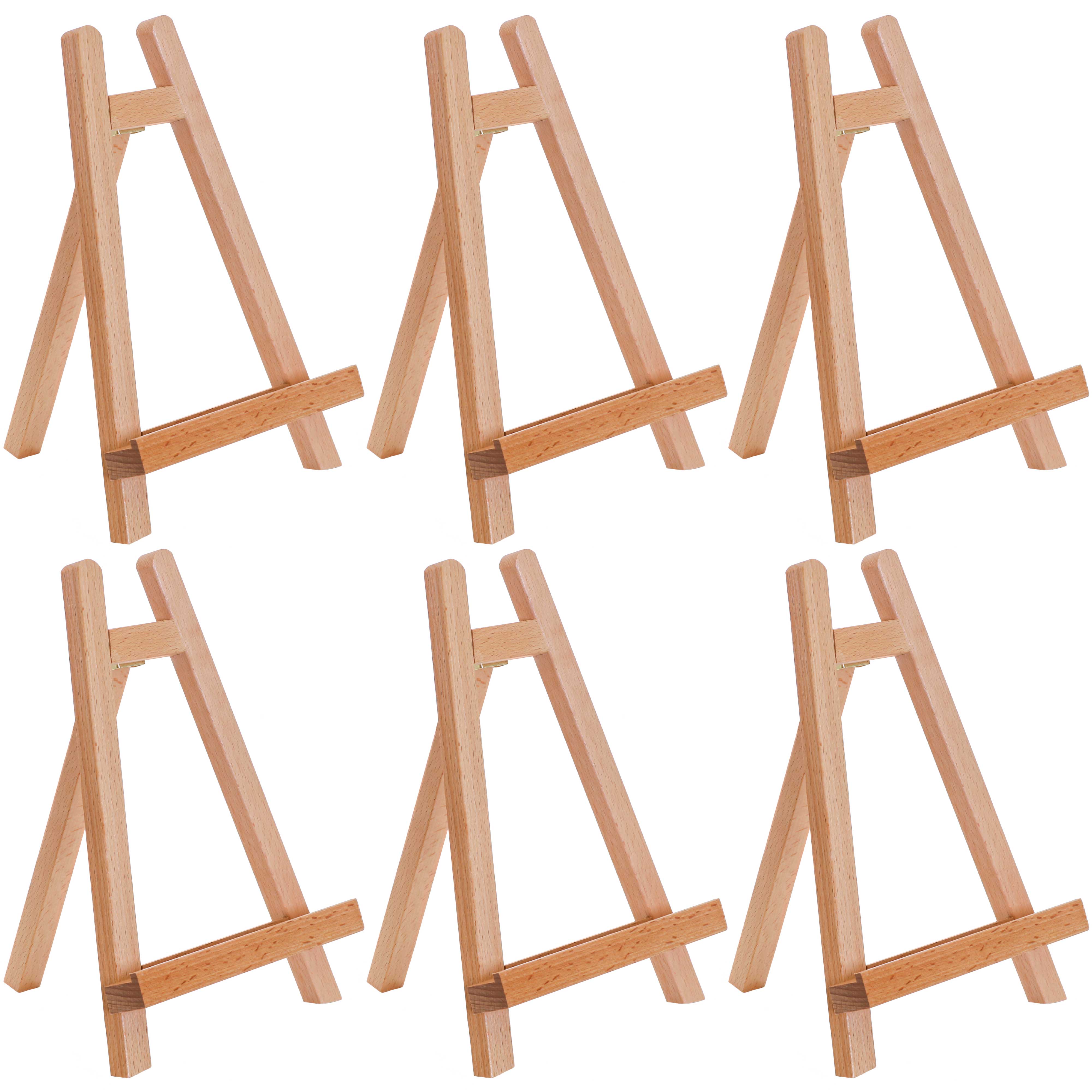 U.S. Art Supply 10.5" Tabletop Display Stand A-Frame Artist Easel (Pack of 6), Beechwood Tripod, Student Painting Holder