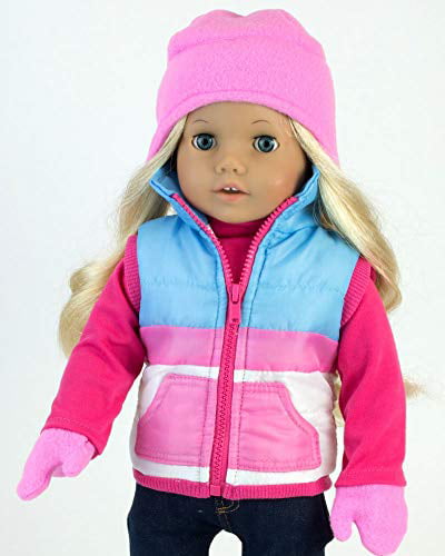 Designed for 18 Inch American Girl Dolls Hat AG Outerwear Vest Mittens & Sledding Tube