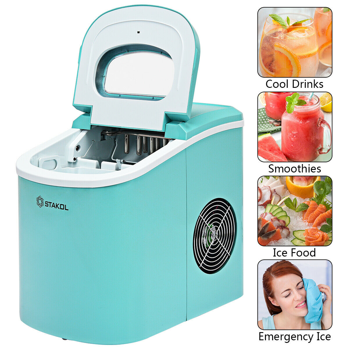 Stakol Portable Compact Electric Ice Maker Machine Mini Cube 26lb/Day Mint Green - image 5 of 10
