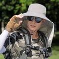 thumbnail image 5 of Domzest Sun Hats for Men UPF 50+ UV Protection Wide Brim Bucket Waterproof Hat with Adjustable Chin Strap & Detachable Neck Flap for Outdoor Light Gray, 5 of 5