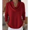 thumbnail image 6 of Sweater for Women Knit Winter Clothes Casual Loose Sweaters Fall Fashion Cowl Neck Long Sleeve Trendy Pullover Red XXXL, 6 of 7