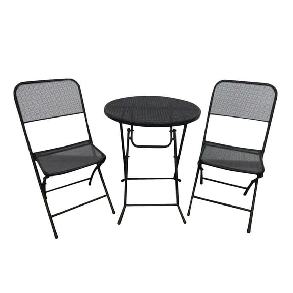 Four Seasons Courtyard Padova Foldable 3 Piece Bistro Dining Set, Black
