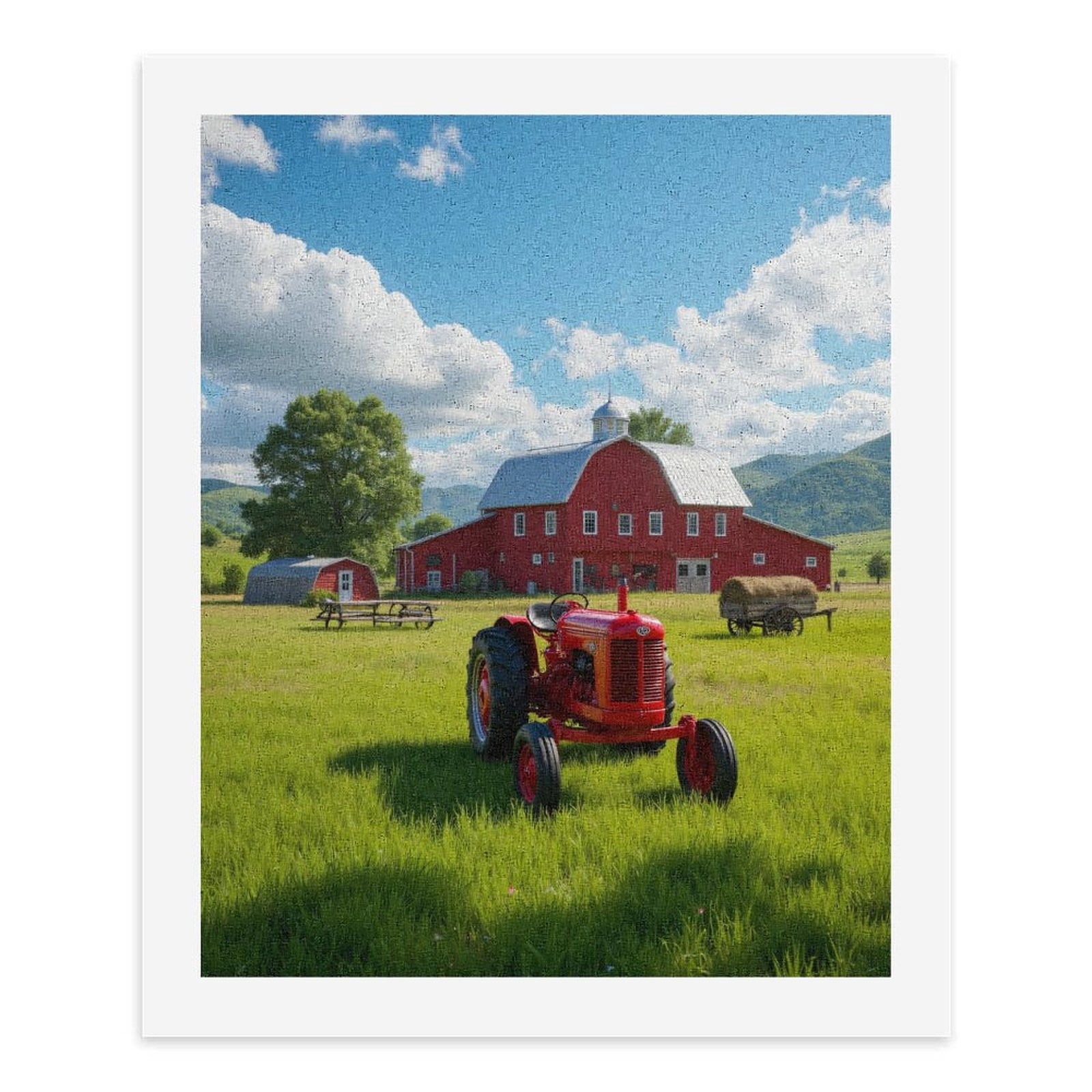 Paint by Numbers Kit for Adults, Red Barn Tractor Field Sky Paint by Numbers, Easy Paint by Numbers Kit for Adults Beginner, DIY Adult Paint by Number Kits on Canvas, Home Decor