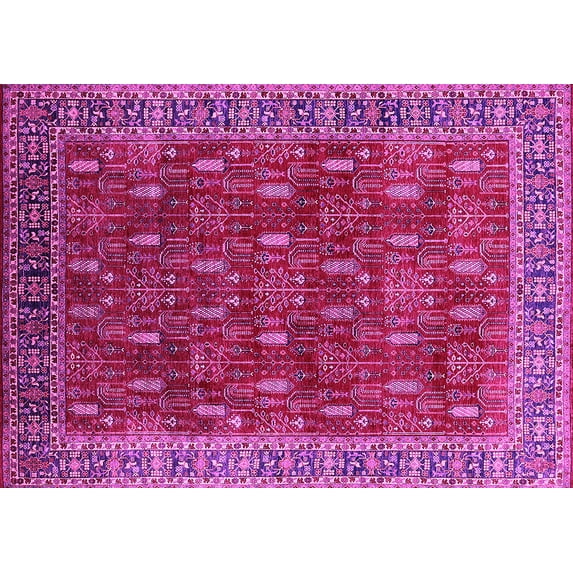Ahgly Company Indoor Rectangle Oriental Pink Traditional Area Rugs, 8' x 10'