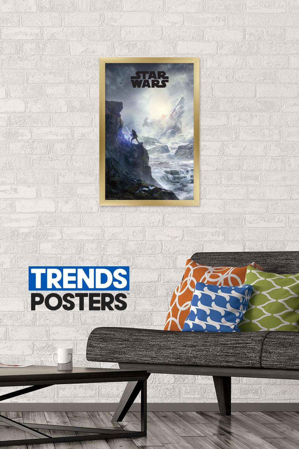 Star Wars: Jedi Fallen Order - Cliffside Key Art Wall Poster, 14.725" x 22.375", Framed