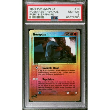 2003 Pokemon Ex Ruby and Sapphire #18 Nosepass Reverse Holo PSA 7