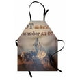 thumbnail image 1 of Saying Apron, Not All Who Wanders are Lost Message on Mountains Background Landscape Photography, Unisex Kitchen Bib with Adjustable Neck for Cooking Gardening, Adult Size, Multicolor, by Ambesonne, 1 of 4