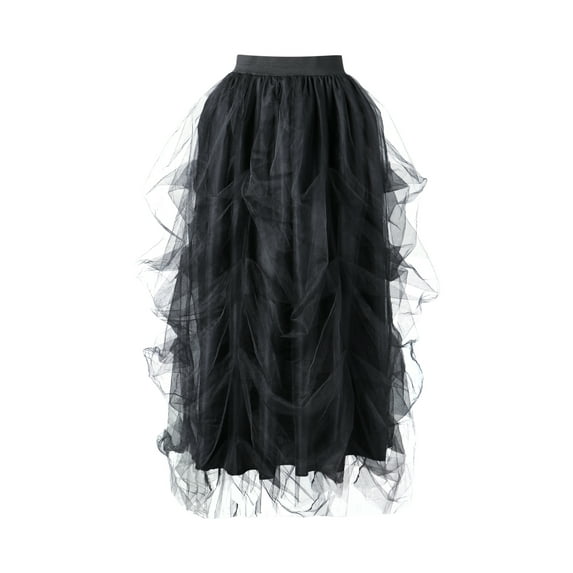 Douhoow Woman Tutu Skirt Vintage Party Pleated Long Skirt Fashion Split Tulle Skirt