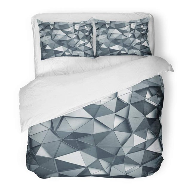 Juego de Ropa de Cama de 3 Piezas ABPHQTO Polygon Abstract 3D Rendering de Metal Funda nórdica con 2 fundas de almohada