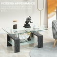 thumbnail image 4 of HOMCOM Rectangle Glass Coffee Table, 2-Tier Center Table with Glass Top, 4 of 10
