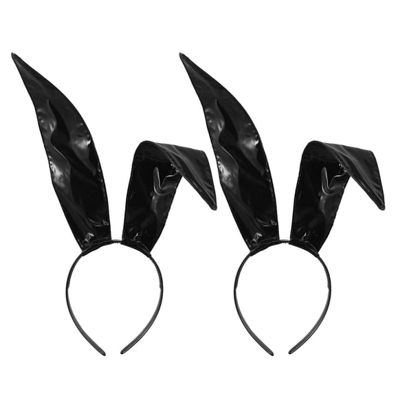OULII 2Pcs Versatile Black Bunny Ears Headband Artificial for Party and Costume Dressing