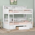 thumbnail image 2 of Twin Size Bunk Bed with Built-in Shelves Beside both Upper and Down Bed and Storage Drawer,White, 2 of 4