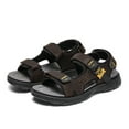 thumbnail image 4 of Men's Athletic Sandals Open Toe Hiking Outdoor Mens Sport Casual Leather Beach Summer Sandals Lightweight Brown 7, 4 of 8