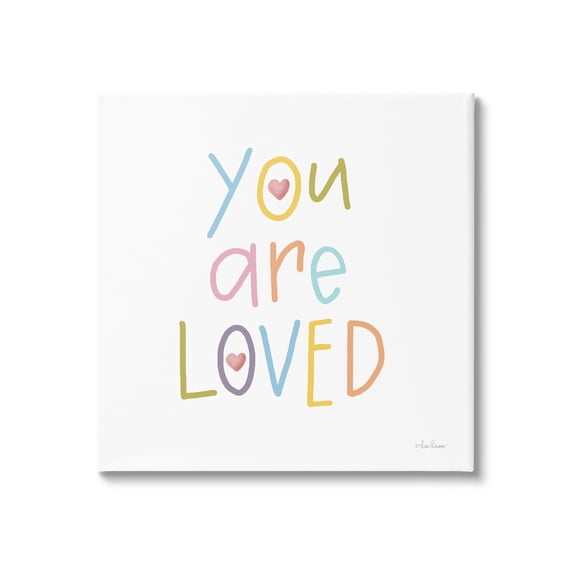 Stupell You Are Loved Soft Rainbow Hearts Inspirational Painting Gallery Wrapped Canvas Print Wall Art