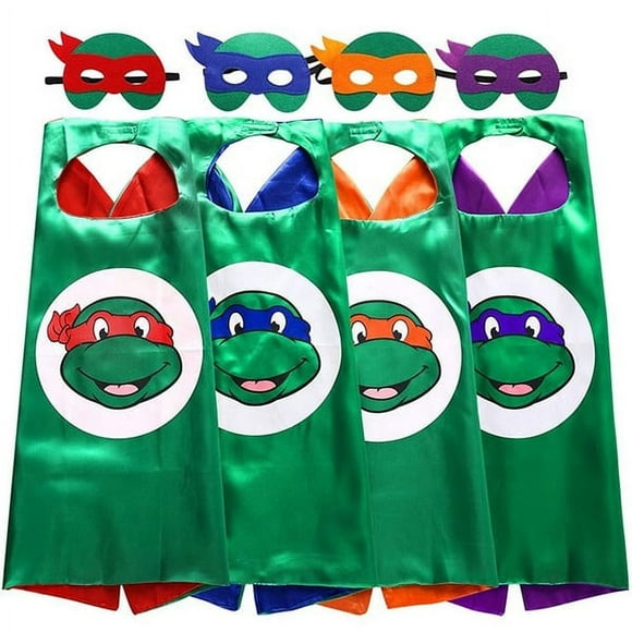 4 Sets Turtles Ninja Cape & Mask Superhero Cosplay Costume
