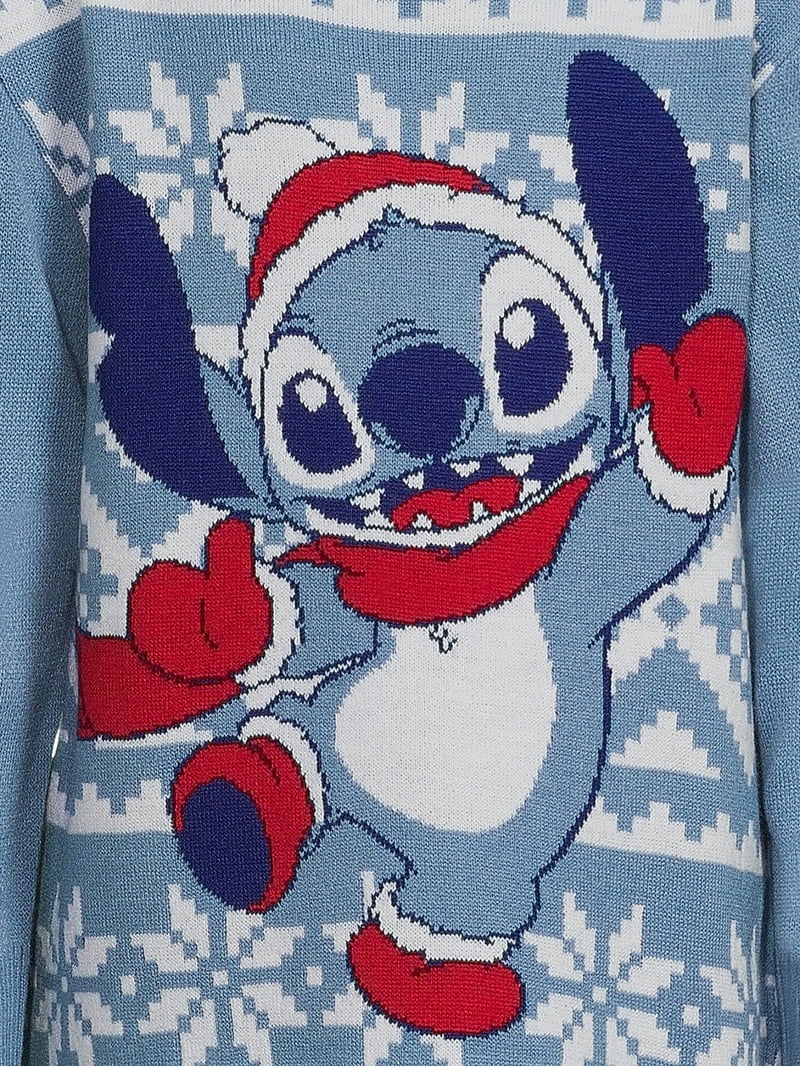 Stitch Pull De Noel Fun Disney Lilo Stitch Womens Blue Knitted