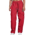 thumbnail image 3 of GrmtClth Men's Cargo Sweatpants Pants Wide Leg Sweat Pants Fall Baggy Y2K Parachute Pants with Pockets Red M, 3 of 6