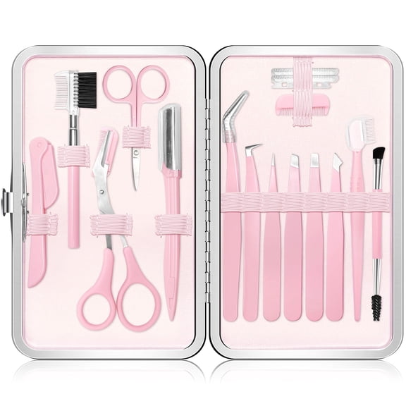Eyebrow Kit,Tweezers for Women Facial Hair, Eyebrow Trimmer, Hair Tools Travel Bag, Professional Grooming Tweezer Set