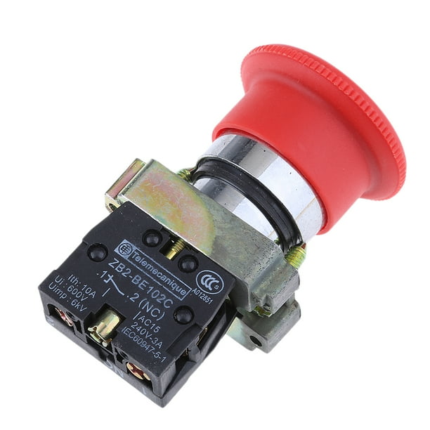 XB2 BS542 Llave EMT Interruptor de Botón Rojo de Parada de Tipo Hongo Sunnimix Parada de emergencia de hongos