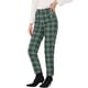 thumbnail image 4 of Pantalones de tartán a cuadros para mujer INSPIRE CHIC, elásticos, de cintura alta, rectos y largos, XS, verde y blanco, 4 of 6
