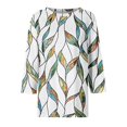 thumbnail image 4 of CIENVNSTG Womens Tops 3/4 Length Sleeve Crew Neck Shirt Summer Fashion Printed Tunic Tops Basic Tees Blouses Loose Fit Pullover Mint Green M, 4 of 5