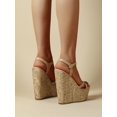 thumbnail image 4 of Women Apricot Stitch Detail Ankle Strap Wedge Sandals, Fashionable Open Toe Sandals For Vacation, 4 of 5