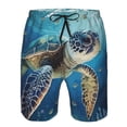 thumbnail image 3 of Disketp Men's Swim Trunks Hawaiian Breathable Surf Beach Swimsuits Mesh Lining Beach Shorts with Pockets-Watercolor Turtle, 3 of 7