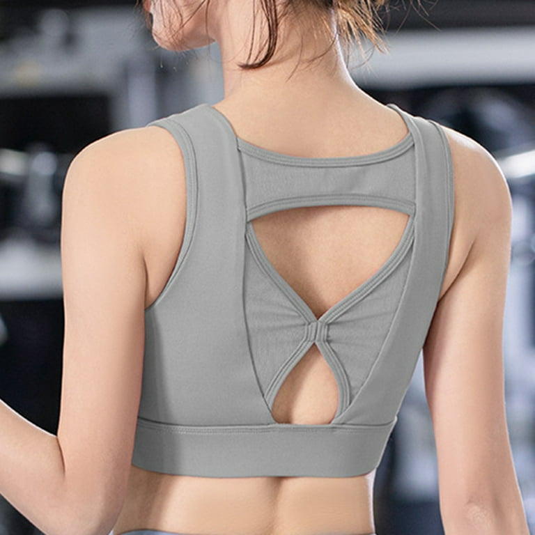 CAICJ98 Lingerie for Women Plus Size Sports Bras High Impact Support  Racerback Workout Bra for Running Fitness Grey,M 
