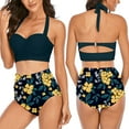 thumbnail image 3 of KISSMODA Womens Plus Size Bikini Swimsuits Two Piece Bathing Suit Floral bikini Halter Top with Boyshort Swimwears, 3 of 6
