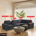 thumbnail image 3 of PonLiving Grey Flannel 5-Pieces USB and power outlet Living Room Sofa Set, 3 of 5