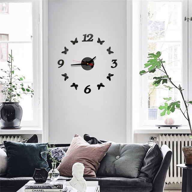 Home Office Wall Decor Diy Wall Clock 3D Mirror Surface Sticker Home Office Decor Clock