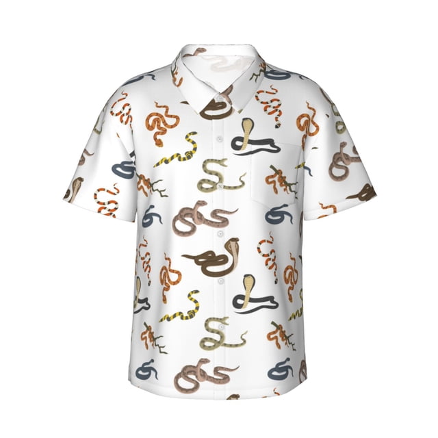 Balery Snake Camisas hawaianas de manga corta para hombre, camisas playeras de corte holgado, camisas de vacaciones con botones,Small