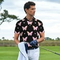 thumbnail image 3 of Pofeuu Gradient Butterfly Print Men's Loose Fit Midweight Short-Sleeve Pocket Polo-Large, 3 of 6